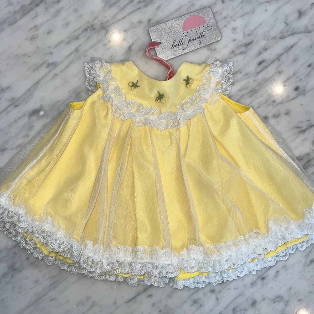 New Belle Parish Baby Girls Lace Overlay Dress in Yellow